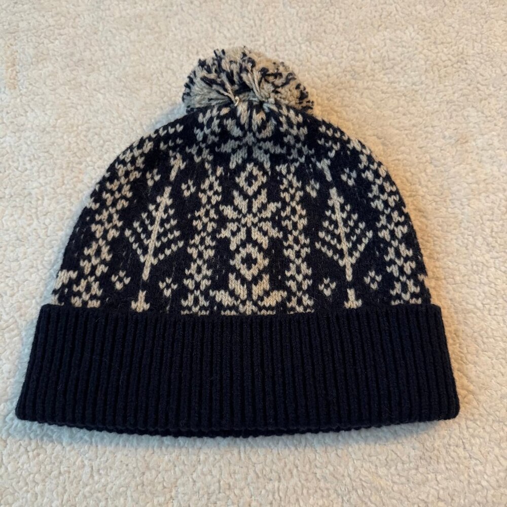 J. Crew Wool Fair Isle pom-pom beanie - Deep Navy Beechwood - One Size
